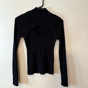 Chic Black Ribbed Women's Top